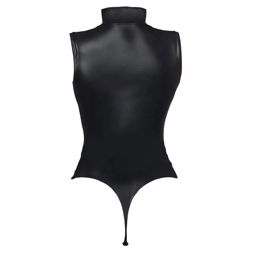 Cottelli sexy wet look bodysuit with hook and eye fastening - small - peaches and screams