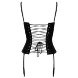 Cottelli wet look black party corset for women - large - peaches and screams