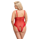 Cottelli wet look red crotchless bodysuit - xxl - peaches and screams