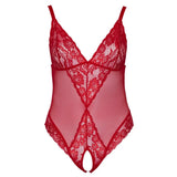 Cottelli wet look red crotchless bodysuit - xxxxl - peaches and screams