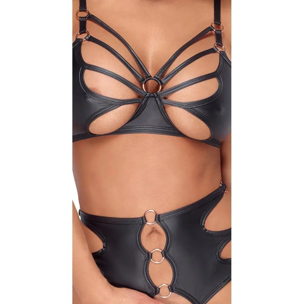 Crotchless bondage bra set for kink and seduction - medium - peaches and screams