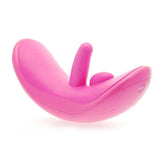 Doc johnson 4.5 inch curved hands free clitoral vibrator pink - peaches and screams