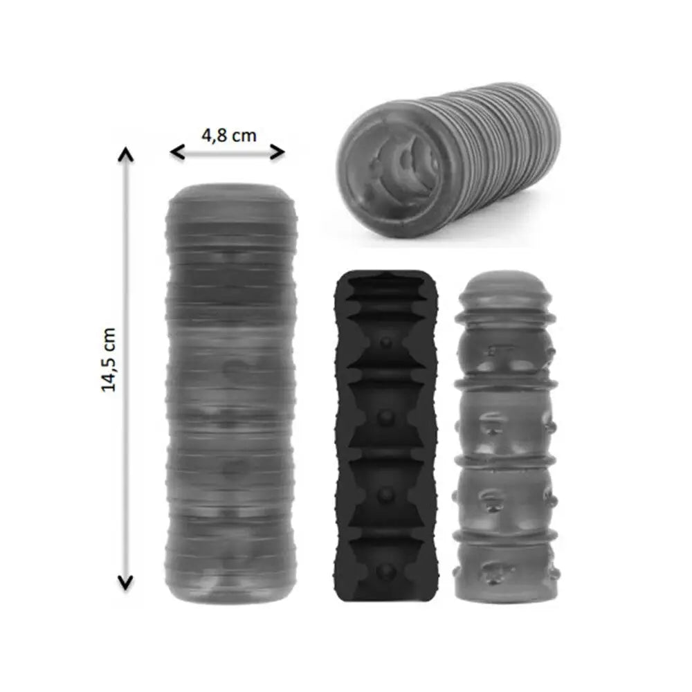 Dorcel jelly black 5.5 inch textured male stroker masturbator - peaches and screams