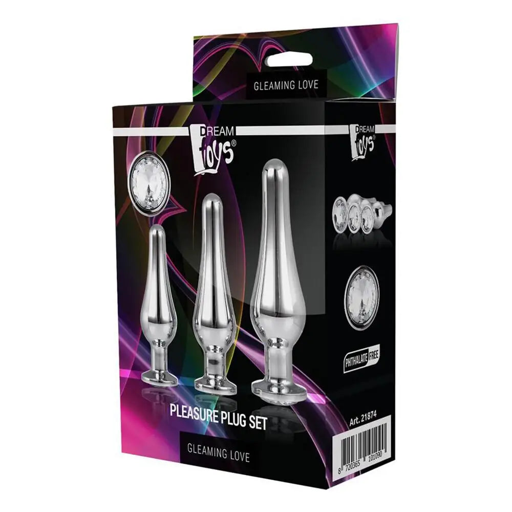 Dream toys stainless steel 3 piece beginner butt plug set - peaches and screams