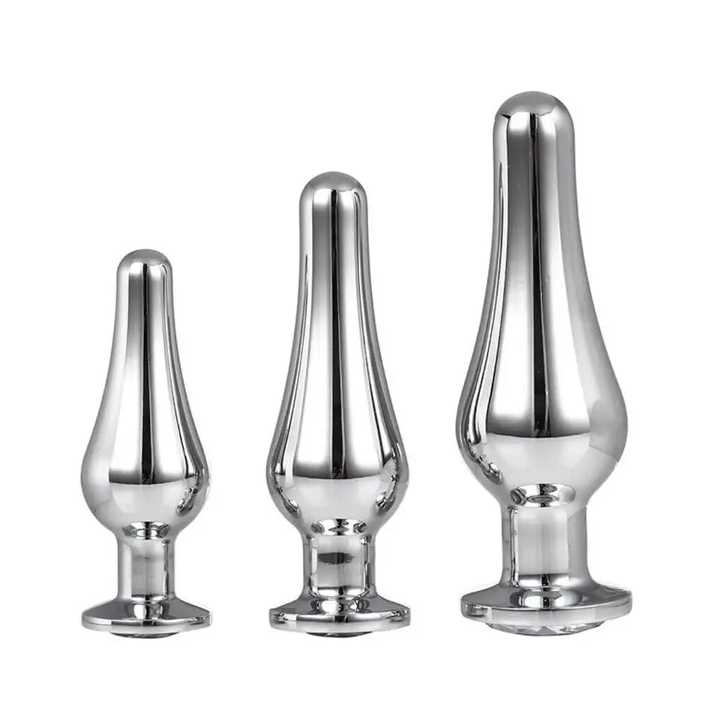 Dream toys stainless steel 3 piece beginner butt plug set - peaches and screams