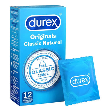 Durex Latex Classic Male Natural Condoms 12 Pack - Peaches and Screams