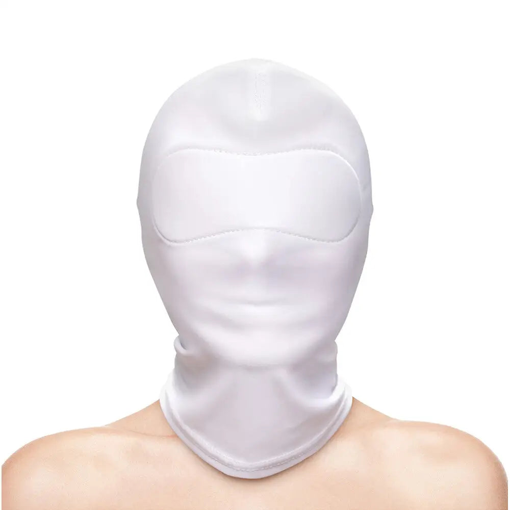 Fetish and fashion closed hood white sensory bdsm mask - peaches and screams