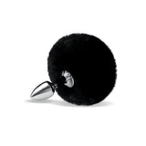 Furry tales black bunny tail anal butt plug 2.7 inch - peaches and screams