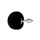 Furry tales black bunny tail anal butt plug 2.7 inch - peaches and screams