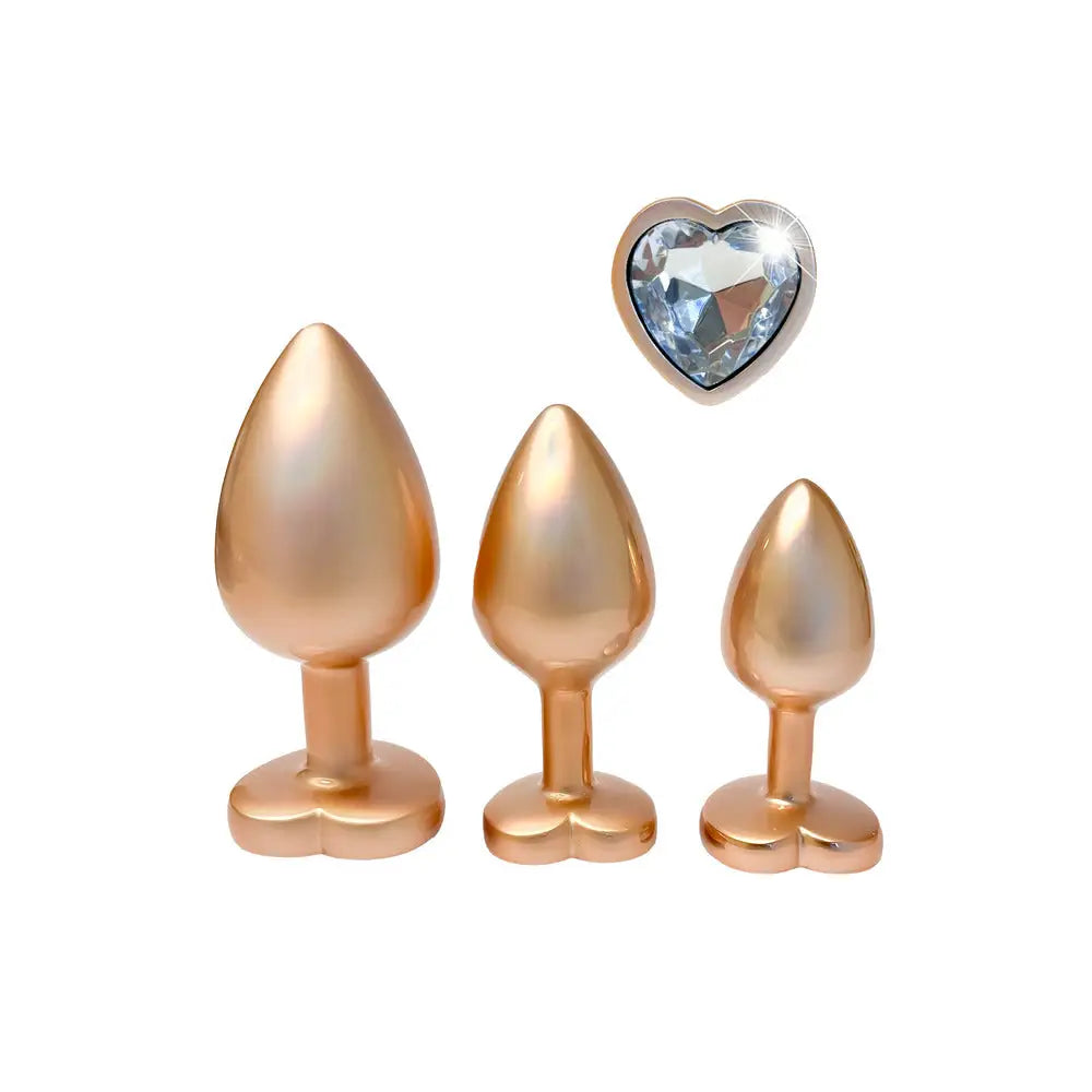 Gleaming love pearl gold butt plug set of 3 sizes - peaches and screams