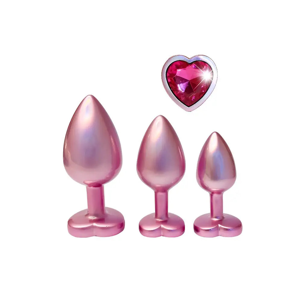 Gleaming love pearl pink butt plug set of 3 - peaches and screams