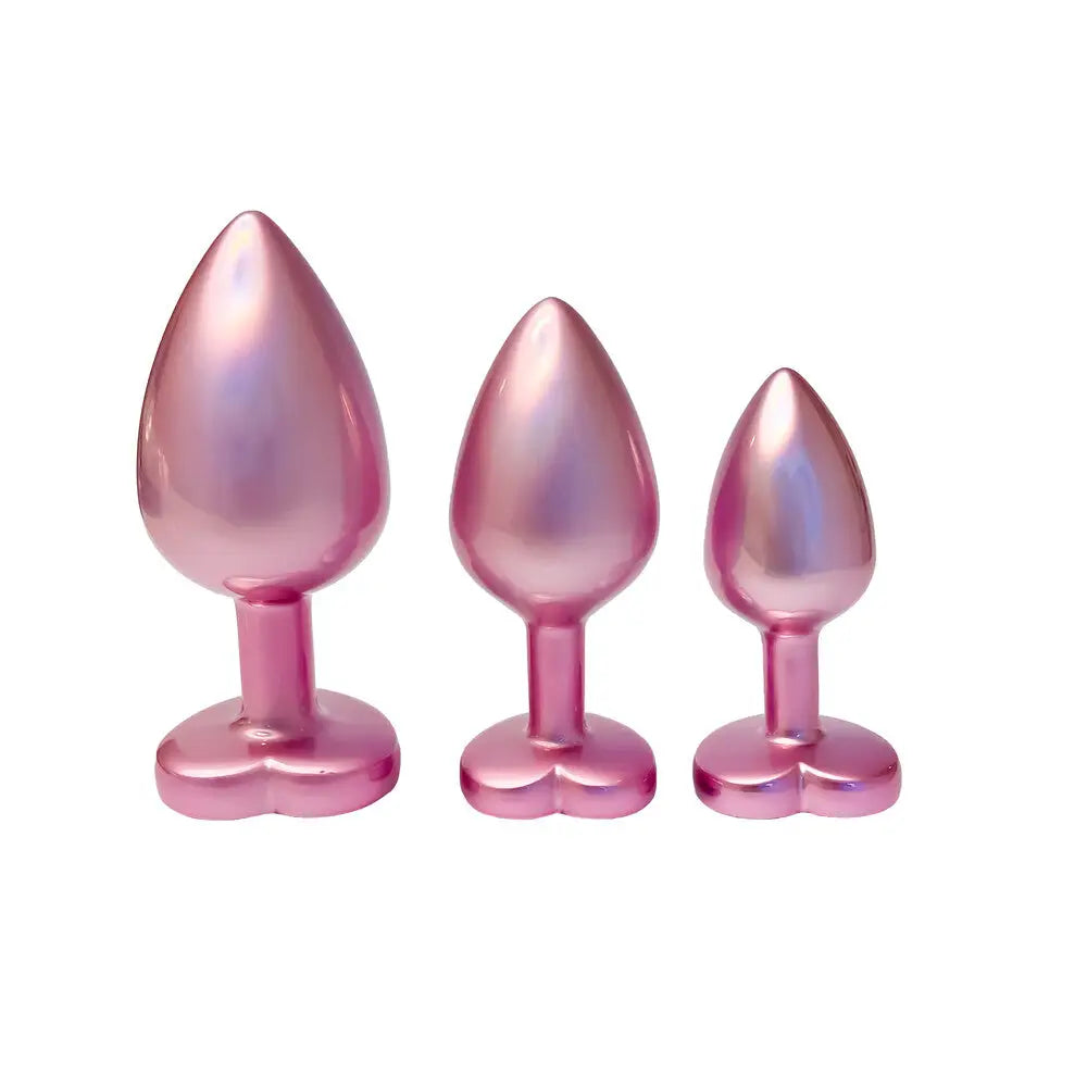 Gleaming love pearl pink butt plug set of 3 - peaches and screams