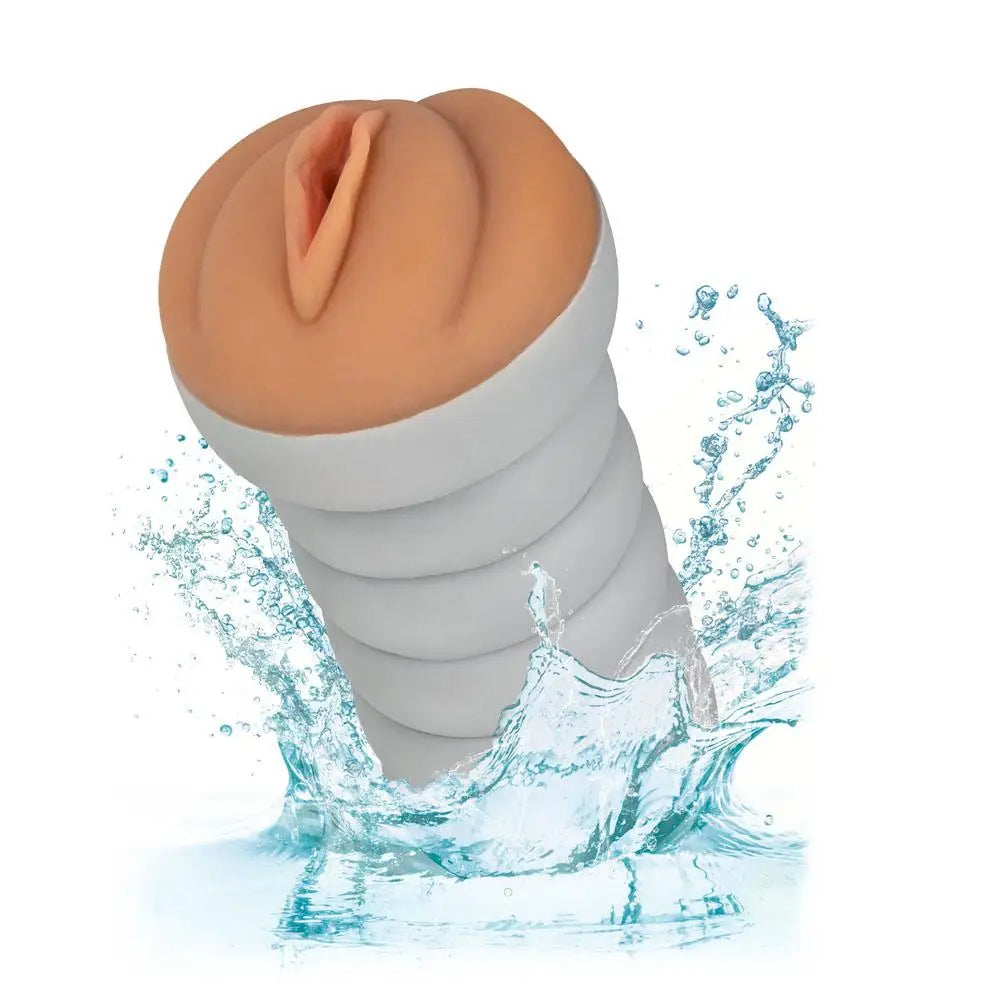 Gripper ribbed tight pussy brown realistic masturbator - peaches and screams