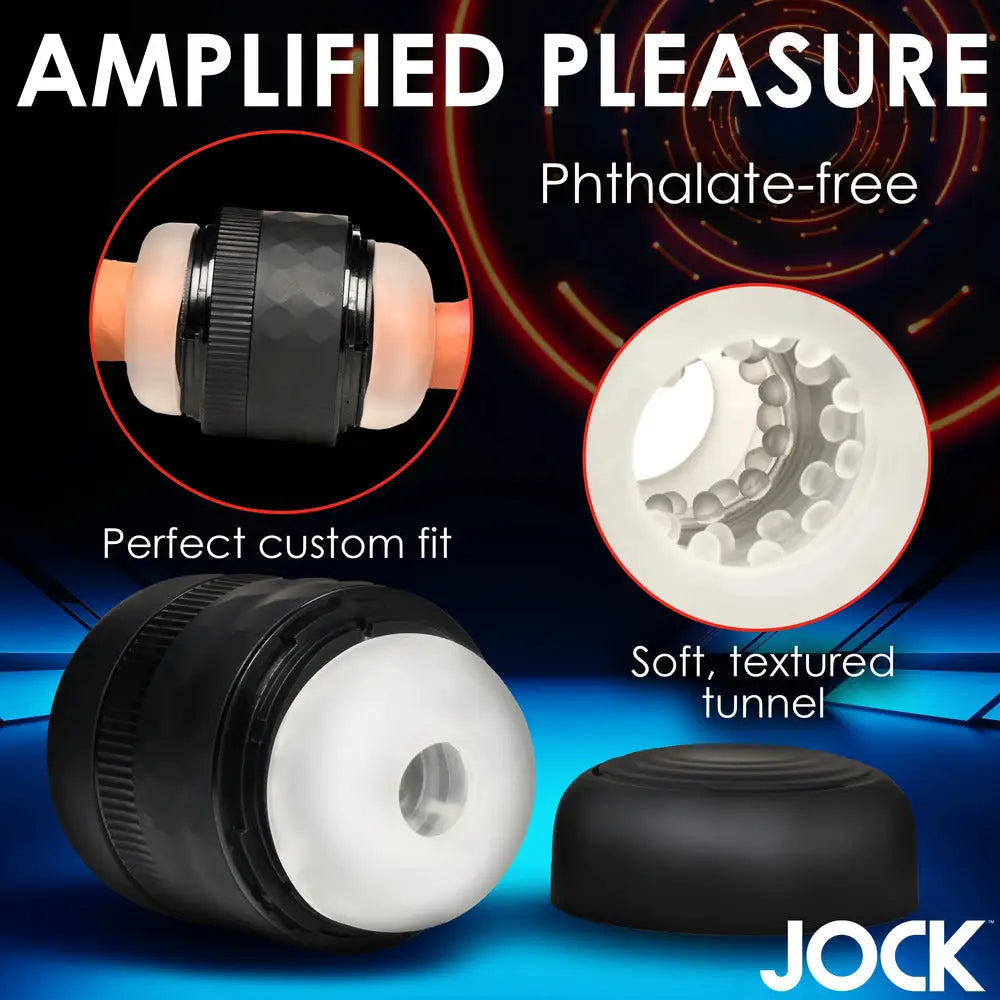 Jock tightening masturbator with adjustable grip sleeve - peaches and screams