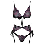 Kissable embroidered floral bra set with matching panties - peaches and screams