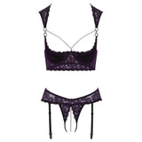 Lace and satin cupless and crotchless bra set - 85b/l - peaches and screams