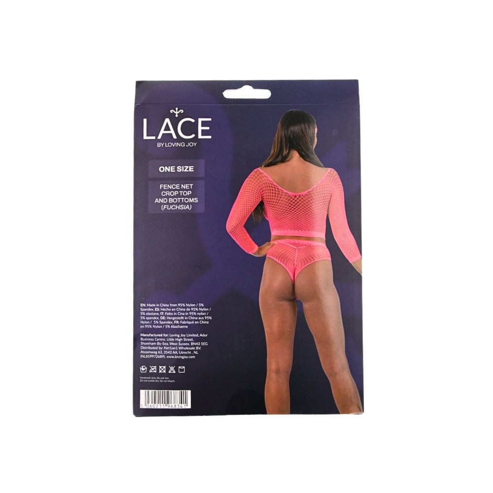 Lace by lj fence net crop top and bottoms set - peaches and screams