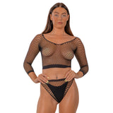 Lace by lj fence net crop top and bottoms set - peaches and screams