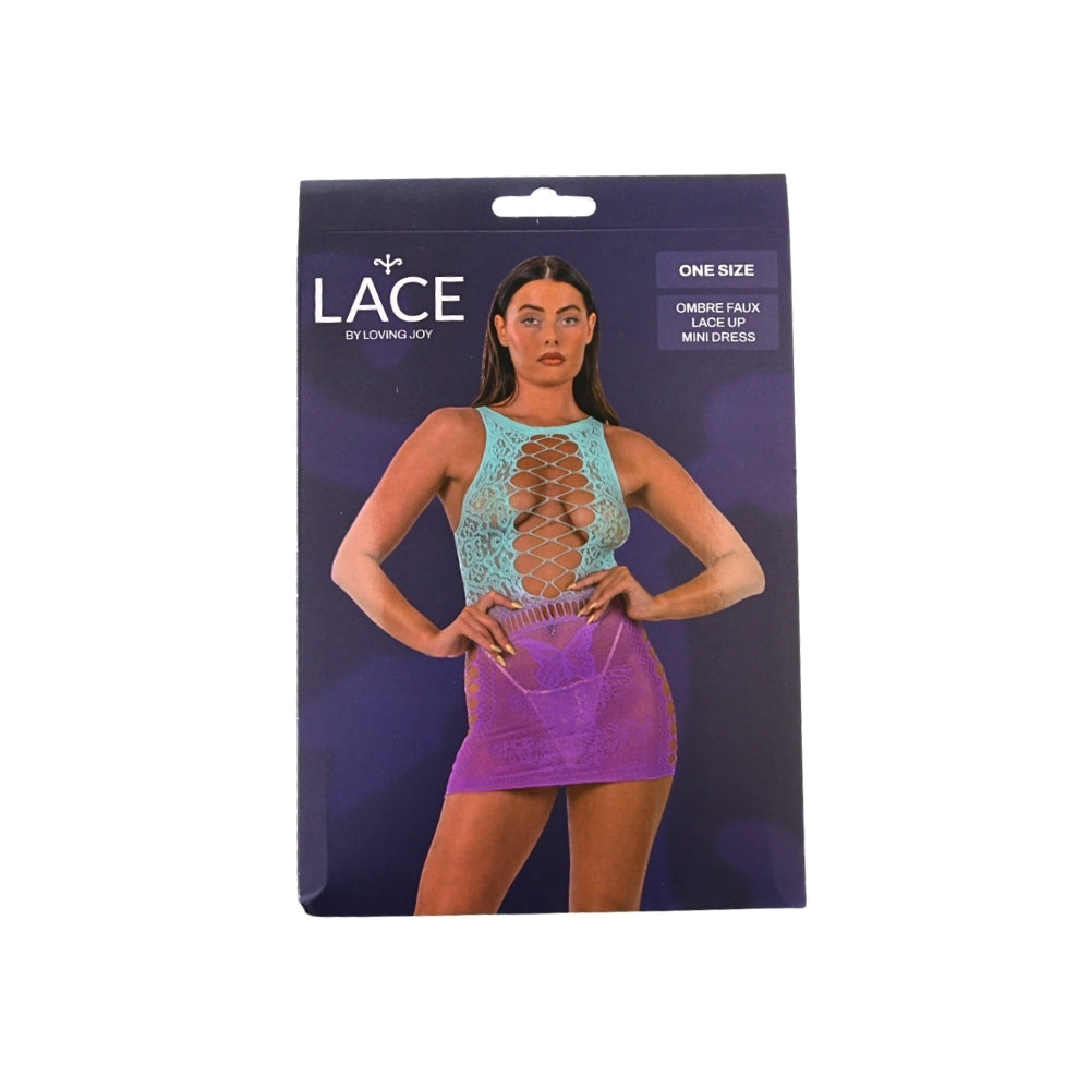 Lace by lj ombre faux lace up mini dress - peaches and screams