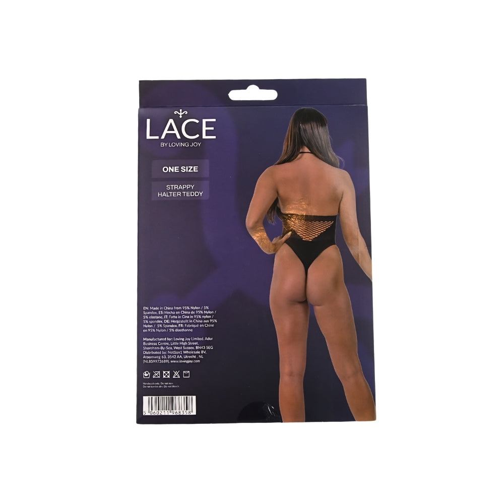Lace by lj strappy halter teddy black - peaches and screams