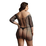 Le desir black duo net sleeved plus size mini dress uk 14 20 - peaches and screams
