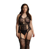 Le desir black lace plus size suspender bodystocking uk 14 20 - peaches and screams