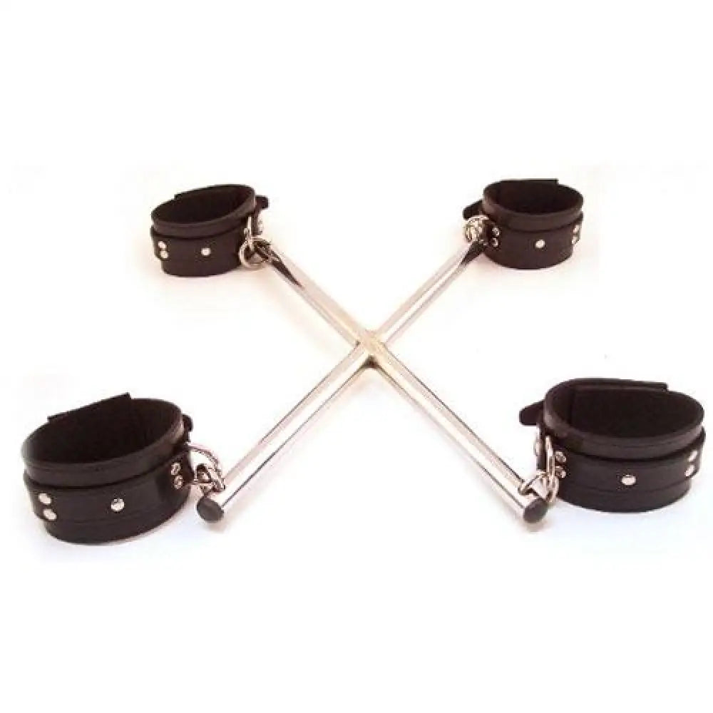 Leather rod hog tie ankle and wrist cuffs set - peaches and screams