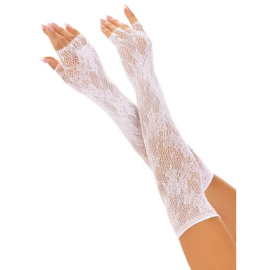 Leg Ave Floral Net Fingerless Gloves White - Peaches and Screams