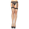 Leg avenue black fishnet garter belt stockings with lace detail - peaches and screams
