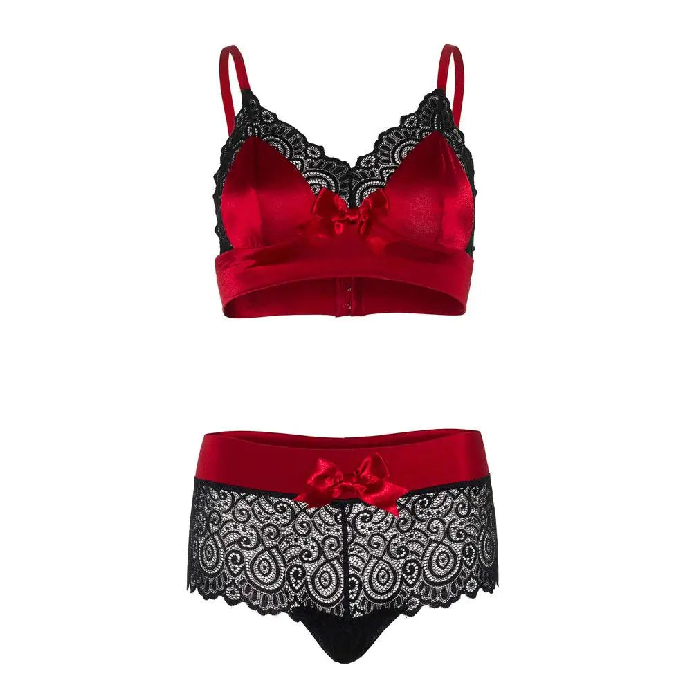 Leg avenue lace satin bralette and boyshort lingerie set - peaches and screams