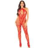Leg avenue red crossover halter bodystocking - peaches and screams
