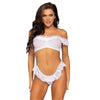 Leg avenue sexy white lace ruffle crop top and panty set - peaches and screams
