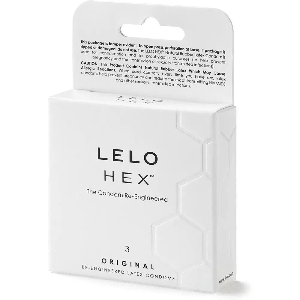 Lelo hex original regular condoms 3 pack - peaches and screams