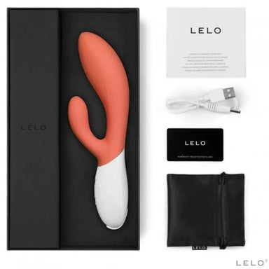 Lelo Ina 3 Coral Silicone Orange Rechargeable Rabbit Vibrator - Peaches and Screams
