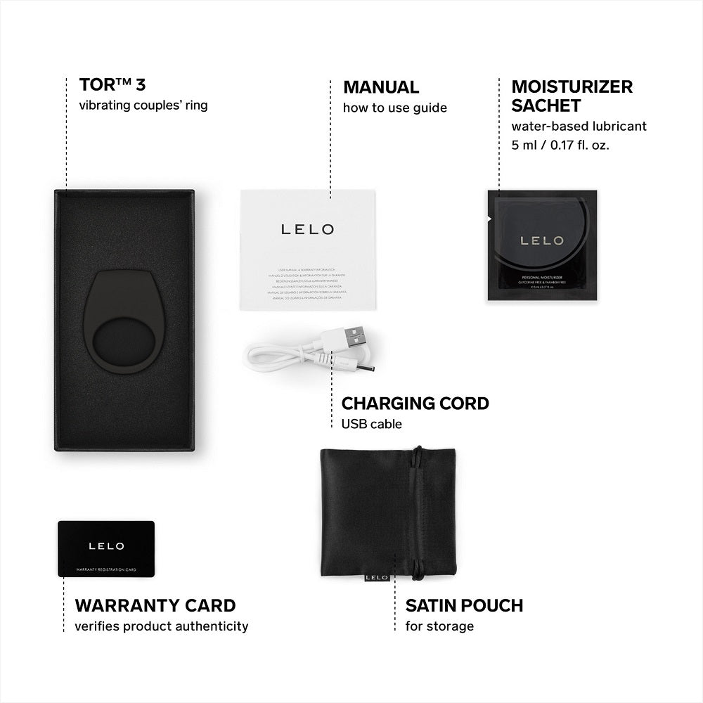Lelo tor 3 app controlled cock ring black - cock rings peaches and screams
