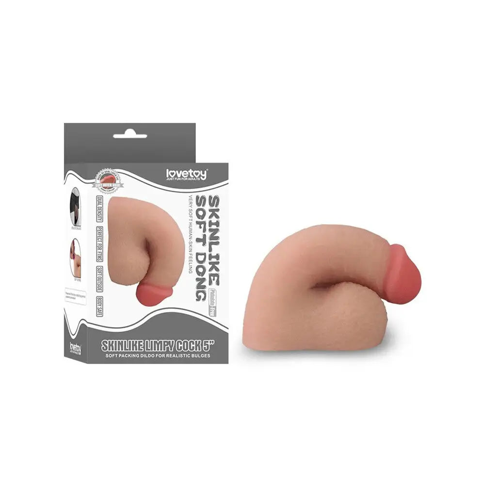 Lovetoy flesh pink rubber realistic dildo with balls 5 inch - peaches and screams
