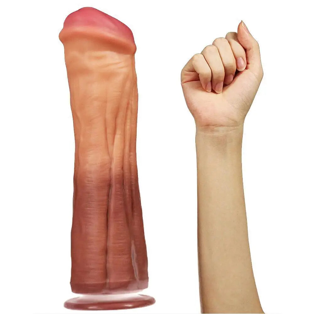 Lovetoy large realistic flesh pink suction cup dildo 12 inch - peaches and screams