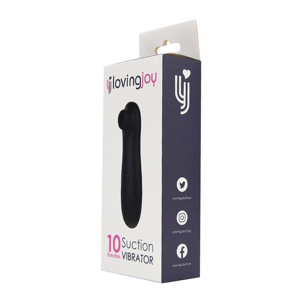 Loving joy 10 function clitoral suction vibrator black - suction vibrators peaches and screams