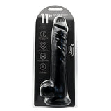Loving joy 11 inch dildo with balls black - dildos peaches and screams