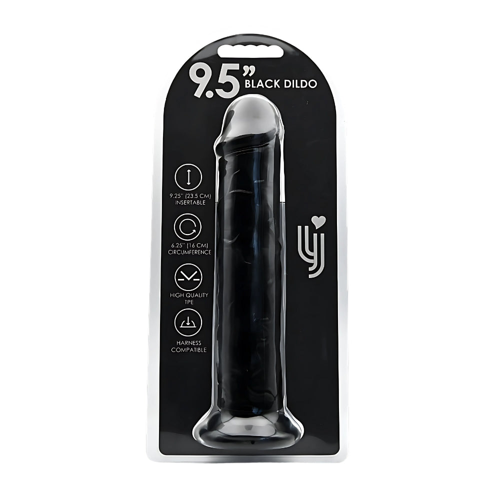 Loving joy 9.5 inch suction cup dildo black - dildos peaches and screams
