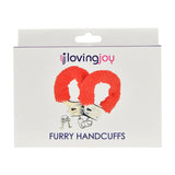 Loving joy furry handcuffs red - bondage restraints peaches and screams