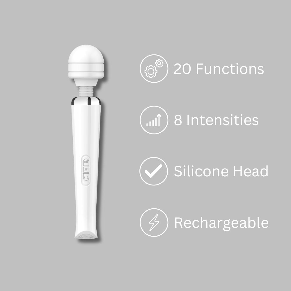 Loving joy rechargeable magic wand vibrator white - wand vibrators peaches and screams