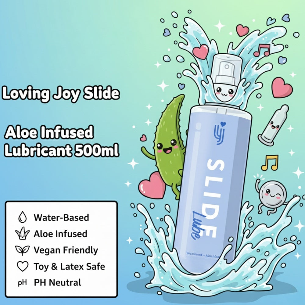 Loving joy slide water based lubricant 500ml aloe extract - lubricant peaches and screams