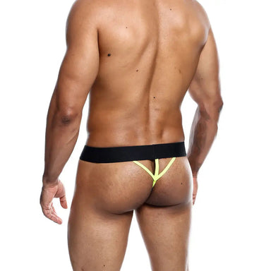 Male Basics Black And Yellow Sexy Neon Thong For Him - Medium - Peaches and Screams