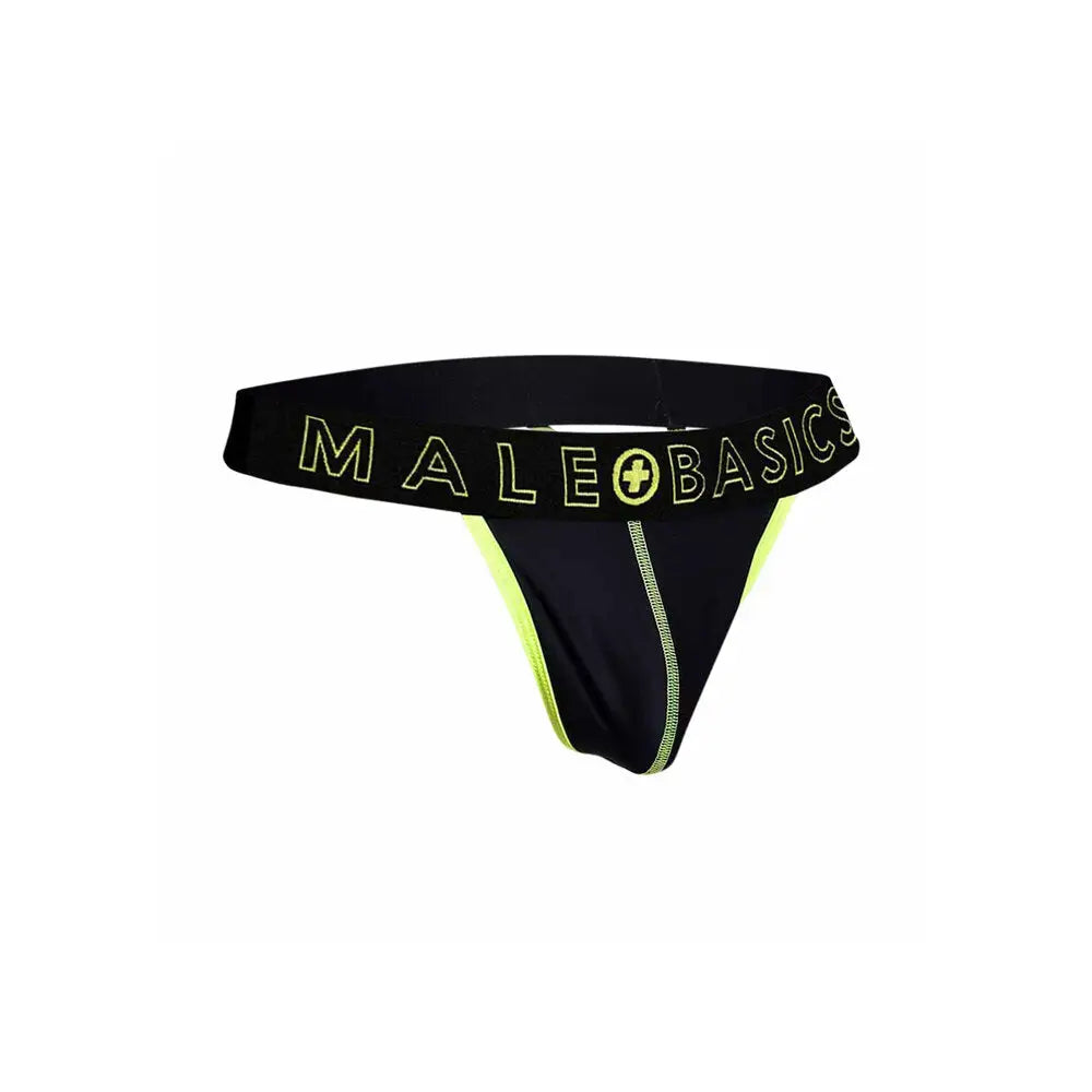 Male Basics Black And Yellow Sexy Neon Thong For Him - Large - Peaches and Screams