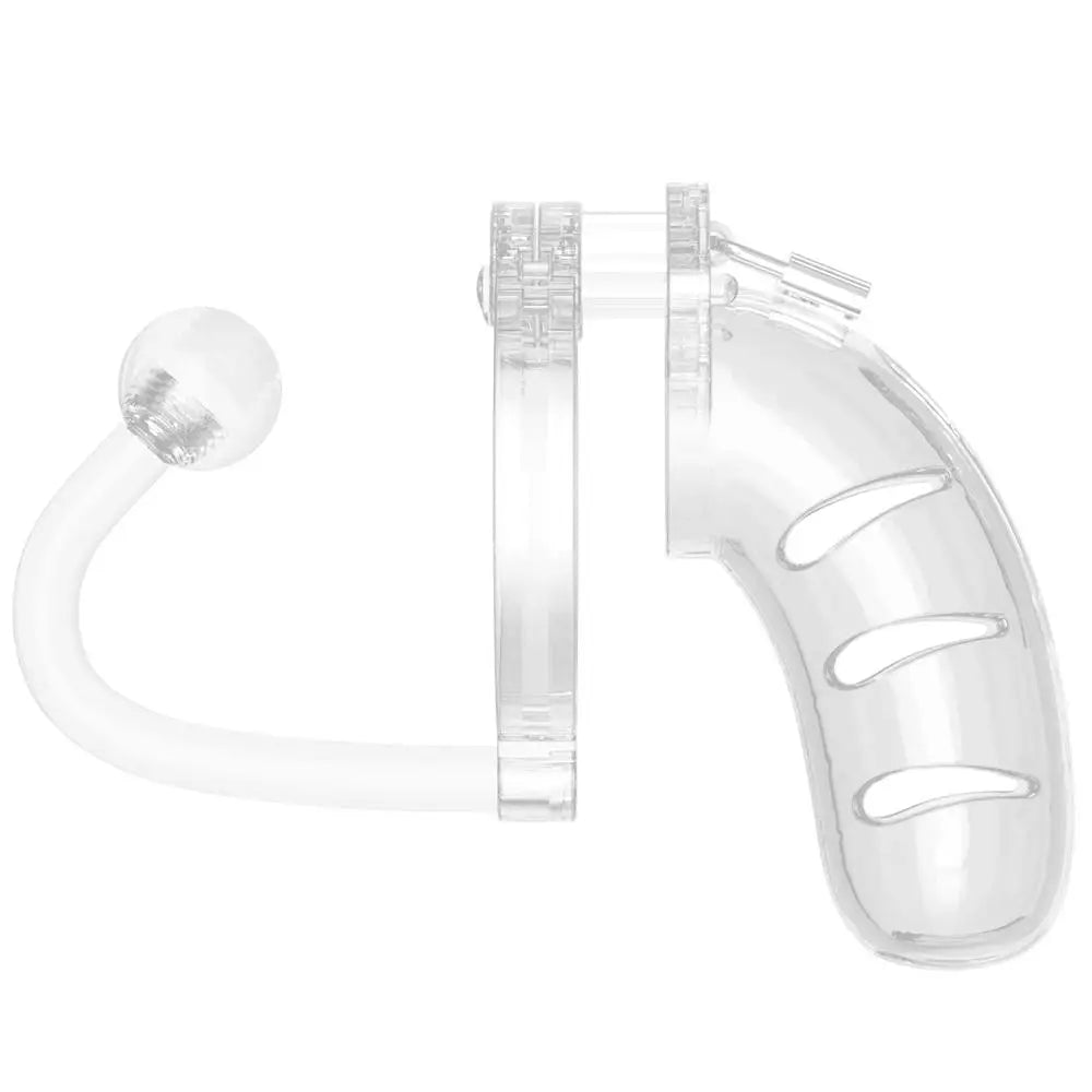 Man cage 11 clear male chastity cage with anal butt plug - peaches and screams