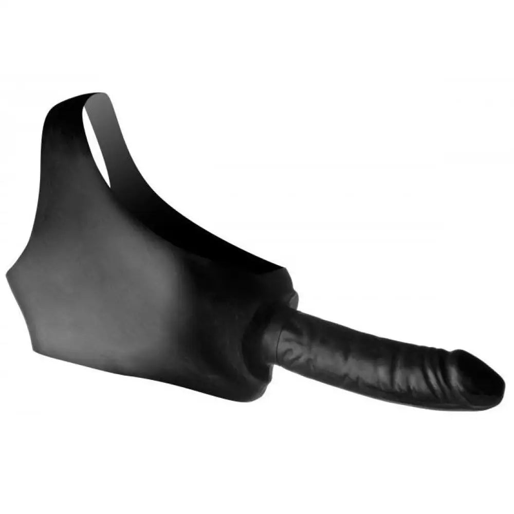 Master series latex face strap on black dildo mouth gag - peaches and screams