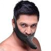 Master series latex face strap on black dildo mouth gag - peaches and screams