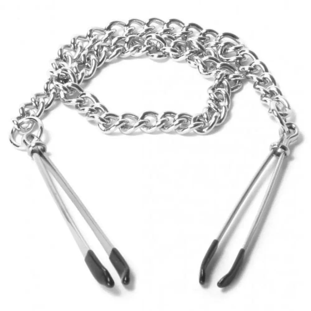 Master series reign tweezer nipple vice with 18 inch chain - peaches and screams