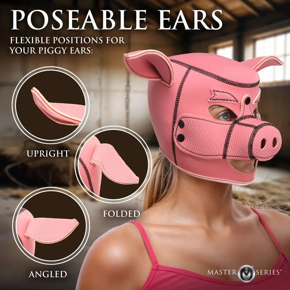 Master series swine neoprene hood for fetish roleplay - peaches and screams